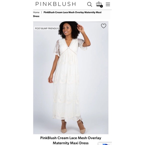 PinkBlush Cream Lace Maternity Maxi Dress - Picture 9 of 9